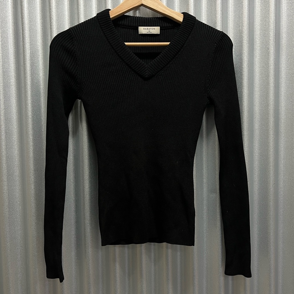 Aritzia Babaton Knit V-Neck Longsleeve Sweater